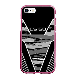 Чехол iPhone 7/8 матовый CS:GO Grey Camo, цвет: 3D-малиновый