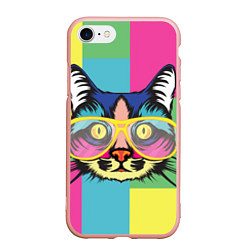 Чехол iPhone 7/8 матовый Поп-арт котик, цвет: 3D-светло-розовый