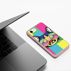 Чехол iPhone 7/8 матовый Поп-арт котик, цвет: 3D-светло-розовый — фото 2