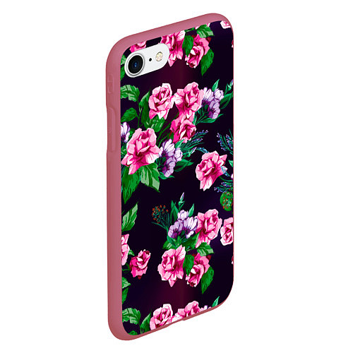 Чехол iPhone 7/8 матовый Розы во тьме / 3D-Малиновый – фото 2