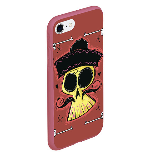 Чехол iPhone 7/8 матовый Dia de los Muertos / 3D-Малиновый – фото 2