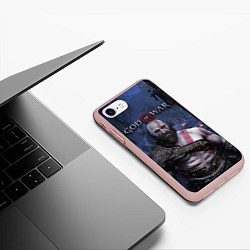 Чехол iPhone 7/8 матовый God of War: Kratos, цвет: 3D-светло-розовый — фото 2