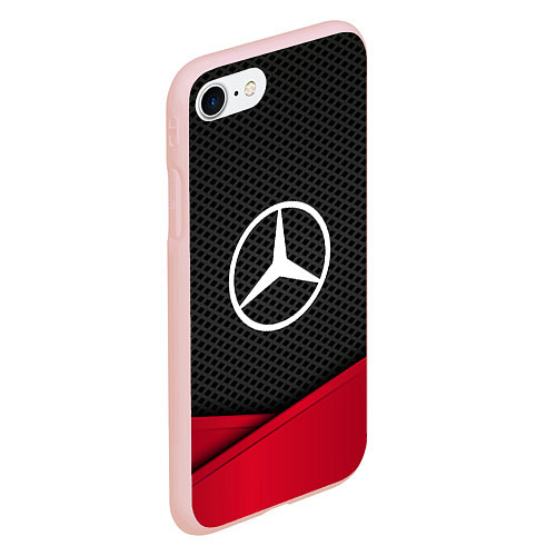Чехол iPhone 7/8 матовый Mercedes Benz: Grey Carbon / 3D-Светло-розовый – фото 2
