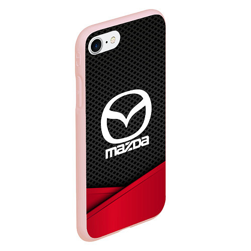 Чехол iPhone 7/8 матовый Mazda: Grey Carbon / 3D-Светло-розовый – фото 2