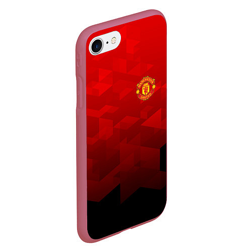 Чехол iPhone 7/8 матовый FC Man UTD: Red Poly / 3D-Малиновый – фото 2