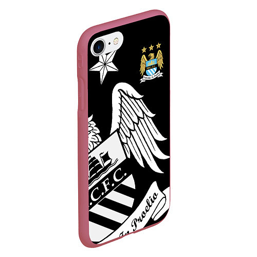 Чехол iPhone 7/8 матовый FC Manchester City: Exclusive / 3D-Малиновый – фото 2