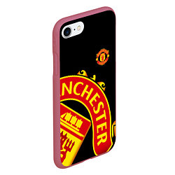 Чехол iPhone 7/8 матовый FC Man United: Black Exclusive, цвет: 3D-малиновый — фото 2