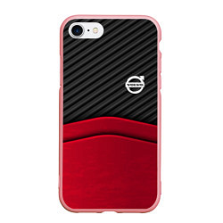 Чехол iPhone 7/8 матовый Volvo: Red Carbon, цвет: 3D-баблгам