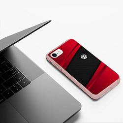 Чехол iPhone 7/8 матовый Volkswagen: Red Sport, цвет: 3D-светло-розовый — фото 2