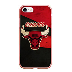 Чехол iPhone 7/8 матовый Chicago Bulls: Old Style, цвет: 3D-светло-розовый