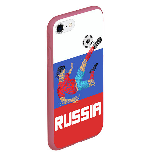 Чехол iPhone 7/8 матовый Russia Footballer / 3D-Малиновый – фото 2