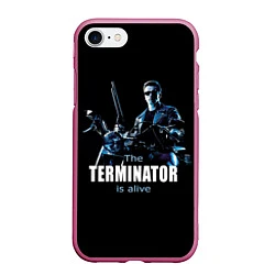 Чехол iPhone 7/8 матовый Terminator: Is alive, цвет: 3D-малиновый