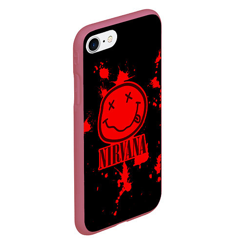 Чехол iPhone 7/8 матовый Nirvana: Blooded Smile / 3D-Малиновый – фото 2