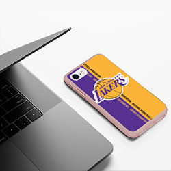 Чехол iPhone 7/8 матовый NBA: LA Lakers, цвет: 3D-светло-розовый — фото 2