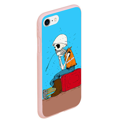 Чехол iPhone 7/8 матовый Скелет-геодезист / 3D-Светло-розовый – фото 2