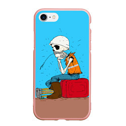 Чехол iPhone 7/8 матовый Скелет-геодезист, цвет: 3D-светло-розовый