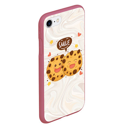 Чехол iPhone 7/8 матовый Smile Cookies / 3D-Малиновый – фото 2