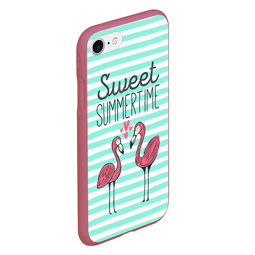 Чехол iPhone 7/8 матовый Sweet Summer Flamingo / 3D-Малиновый – фото 2