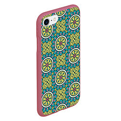 Чехол iPhone 7/8 матовый Хризантемы: бирюзовый узор, цвет: 3D-малиновый — фото 2
