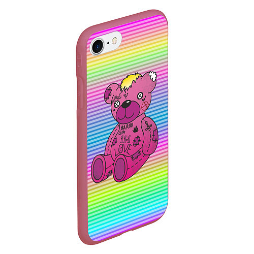 Чехол iPhone 7/8 матовый Lil Peep Bear / 3D-Малиновый – фото 2