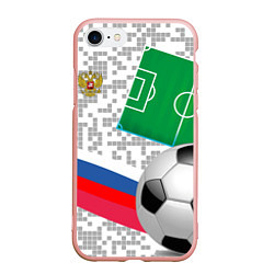 Чехол iPhone 7/8 матовый Русский футбол, цвет: 3D-светло-розовый