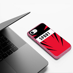 Чехол iPhone 7/8 матовый Sport: Red Style, цвет: 3D-малиновый — фото 2