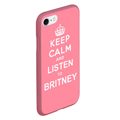 Чехол iPhone 7/8 матовый Keep Calm & Listen to Britney / 3D-Малиновый – фото 2
