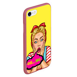 Чехол iPhone 7/8 матовый Pop-girl: Oh no, цвет: 3D-малиновый — фото 2