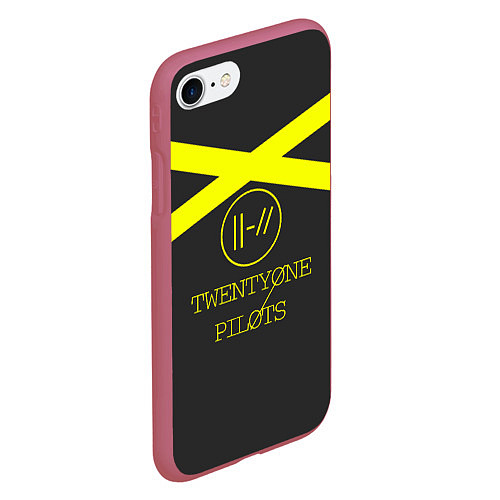 Чехол iPhone 7/8 матовый Twenty One Pilots: Yellow Lines / 3D-Малиновый – фото 2