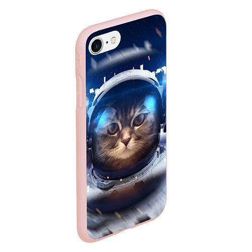 Чехол iPhone 7/8 матовый Кот-космонавт / 3D-Светло-розовый – фото 2