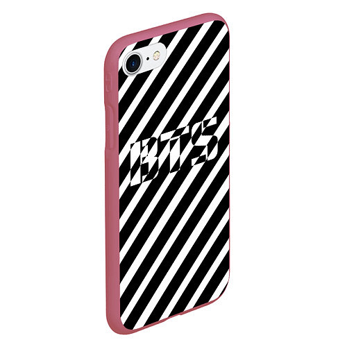 Чехол iPhone 7/8 матовый BTS: B&W Stripes / 3D-Малиновый – фото 2