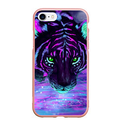 Чехол iPhone 7/8 матовый Неоновый тигр, цвет: 3D-светло-розовый