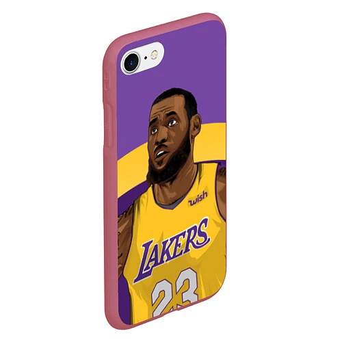 Чехол iPhone 7/8 матовый LeBron 23: Lakers / 3D-Малиновый – фото 2