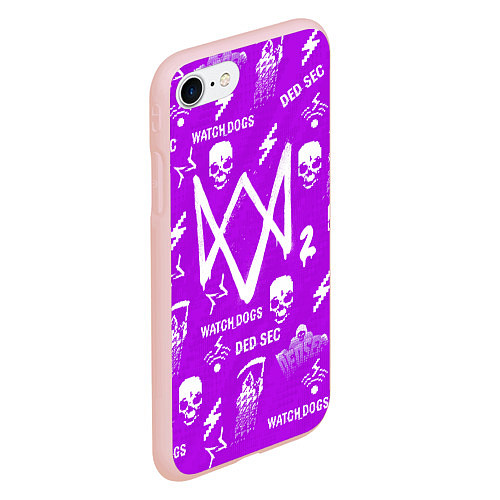 Чехол iPhone 7/8 матовый Watch Dogs 2: Violet Pattern / 3D-Светло-розовый – фото 2