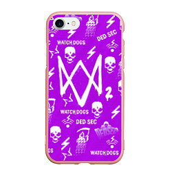 Чехол iPhone 7/8 матовый Watch Dogs 2: Violet Pattern, цвет: 3D-светло-розовый