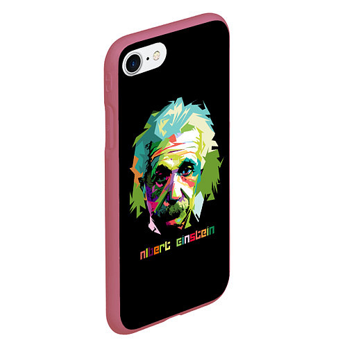 Чехол iPhone 7/8 матовый Albert Einstein / 3D-Малиновый – фото 2