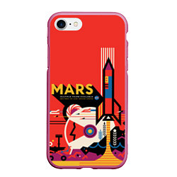 Чехол iPhone 7/8 матовый NASA: Flight to Mars, цвет: 3D-малиновый