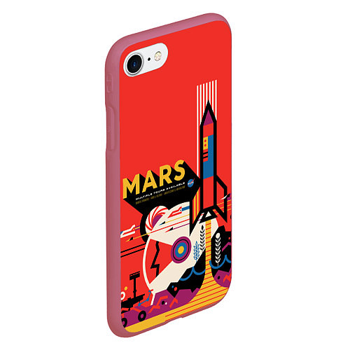Чехол iPhone 7/8 матовый NASA: Flight to Mars / 3D-Малиновый – фото 2