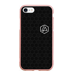 Чехол iPhone 7/8 матовый Linkin Park: Black Carbon, цвет: 3D-светло-розовый