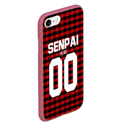Чехол iPhone 7/8 матовый Senpai 00: Red Grid / 3D-Малиновый – фото 2