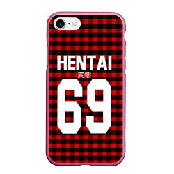 Чехол iPhone 7/8 матовый Hentai 69: Red Grid, цвет: 3D-малиновый