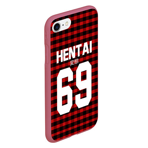 Чехол iPhone 7/8 матовый Hentai 69: Red Grid / 3D-Малиновый – фото 2