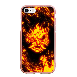 Чехол iPhone 7/8 матовый Cyberpunk 2077: FIRE SAMURAI, цвет: 3D-светло-розовый