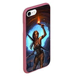 Чехол iPhone 7/8 матовый Tomb Raider: Cave, цвет: 3D-малиновый — фото 2