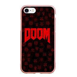 Чехол iPhone 7/8 матовый DOOM: Hellish signs, цвет: 3D-светло-розовый