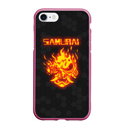 Чехол iPhone 7/8 матовый Cyberpunk 2077: SAMURAI, цвет: 3D-малиновый