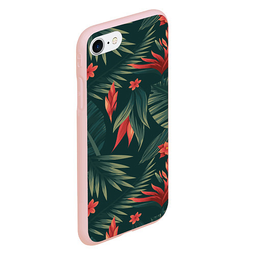 Чехол iPhone 7/8 матовый Зеленые тропики / 3D-Светло-розовый – фото 2