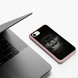 Чехол iPhone 7/8 матовый Морда Гориллы, цвет: 3D-светло-розовый — фото 2