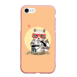 Чехол iPhone 7/8 матовый Raccoon Love Coffee