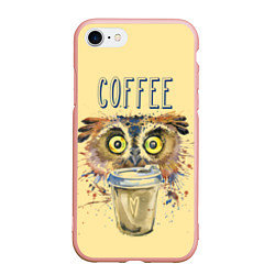 Чехол iPhone 7/8 матовый Owls like coffee, цвет: 3D-светло-розовый